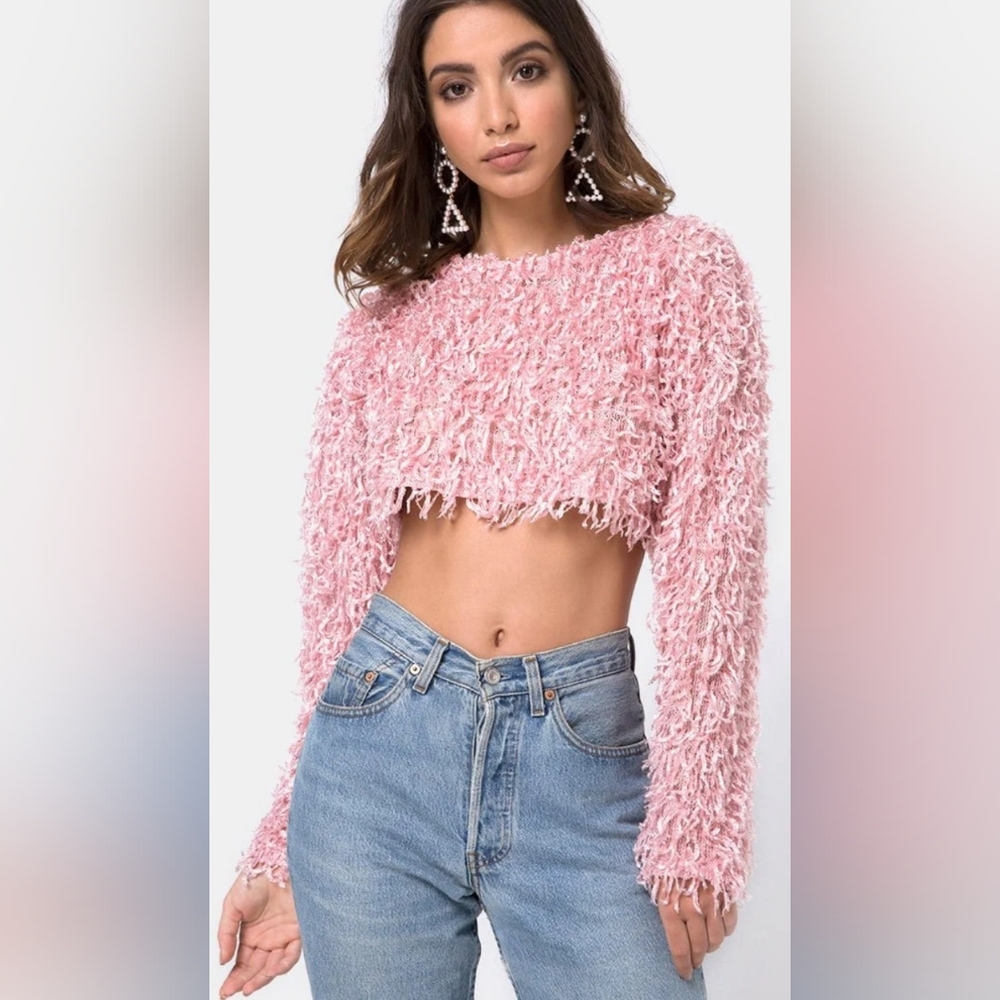 Pink Textured Crop Top
